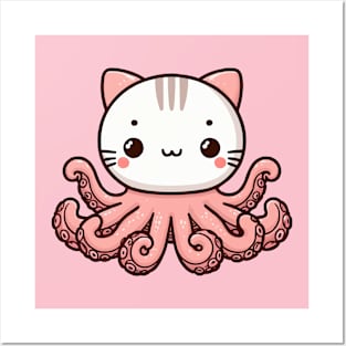 cute octopuss cat Posters and Art